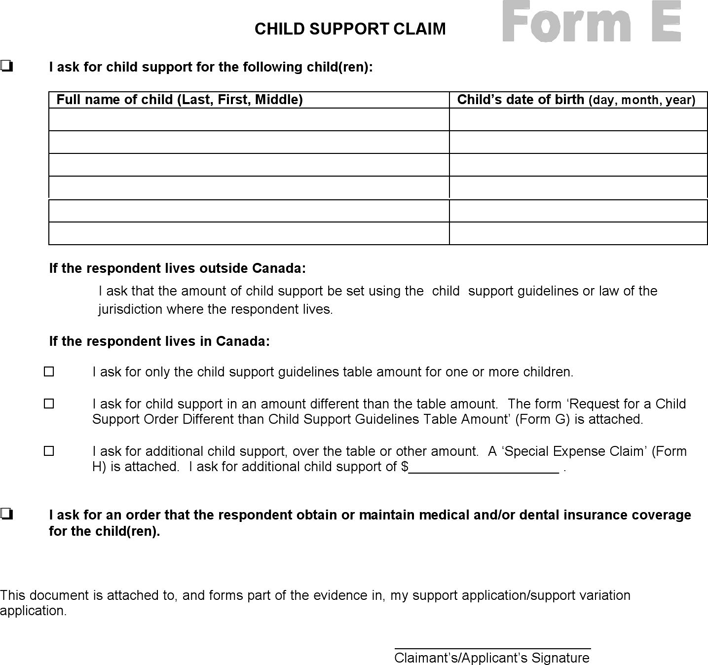 Newfoundland and Labrador Child Support Claim Form Page 3
