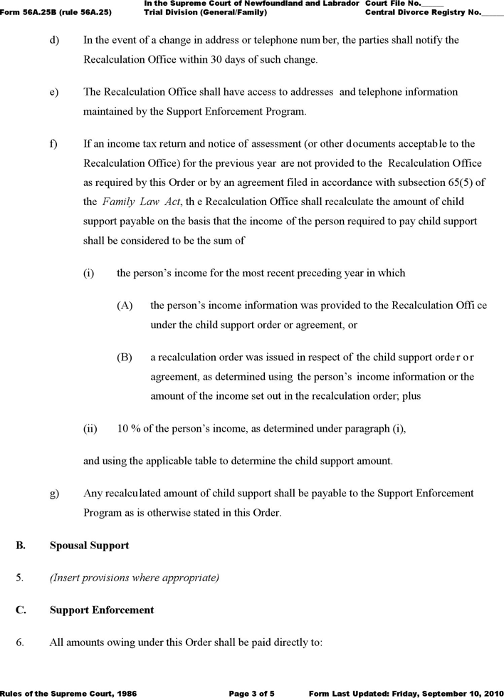 Newfoundland and Labrador Consent/Interim Order Form Page 3