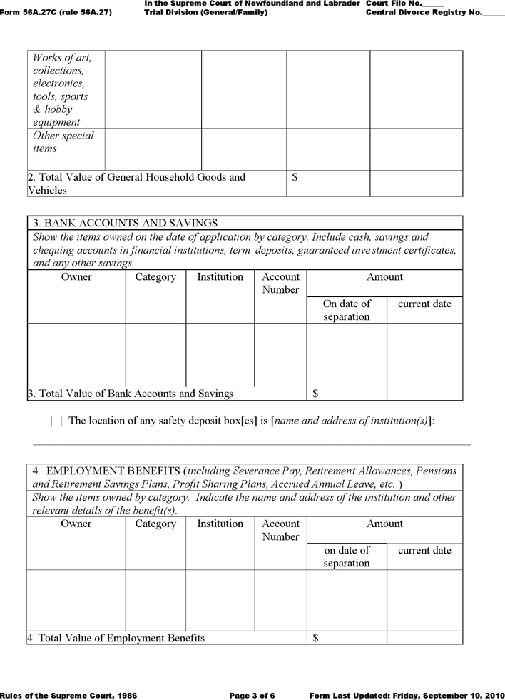 Newfoundland and Labrador Property Statement Form Page 3