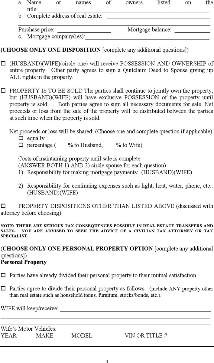 North Carolina Separation Agreement Template Page 4
