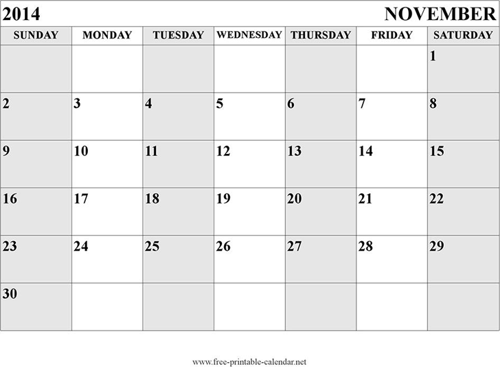 November 2014 Calendar 2