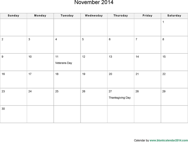 November 2014 Calendar 3