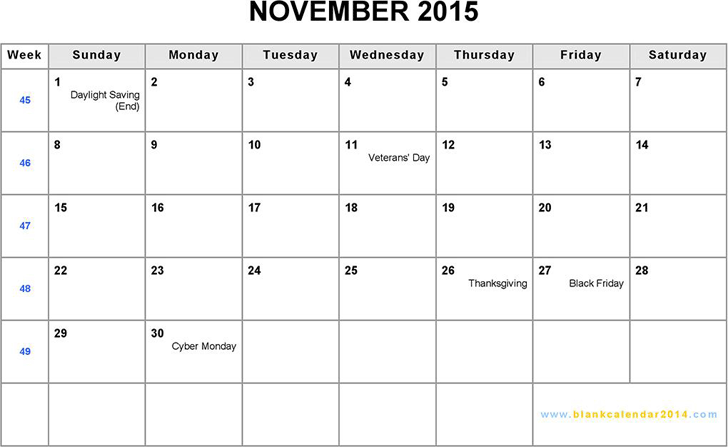 November 2015 Calendar 1