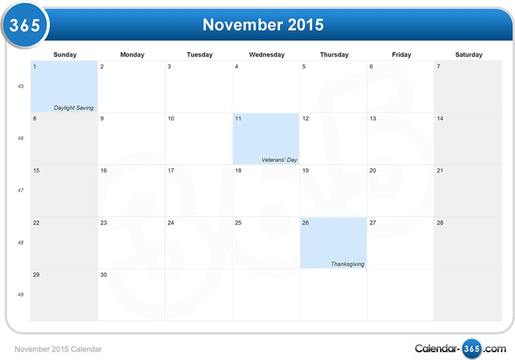 November 2015 Calendar 2