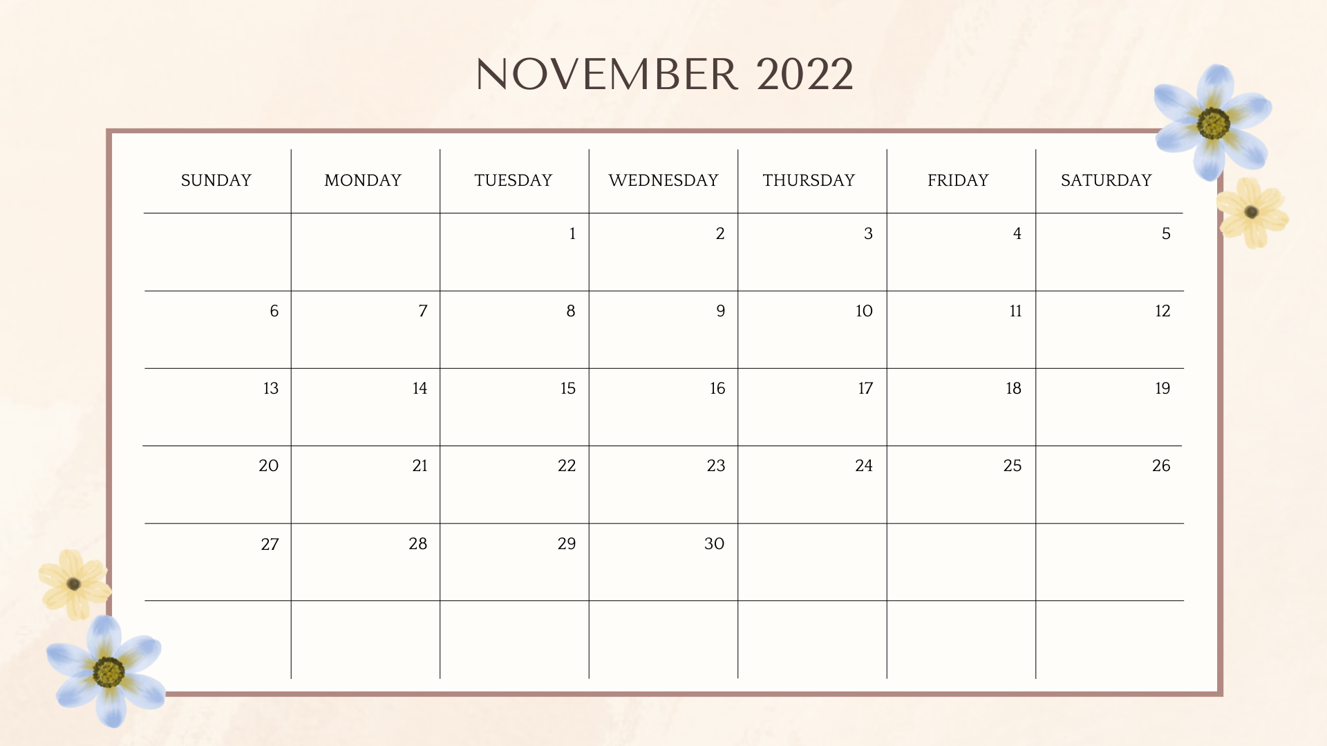 November 2022 Calendar