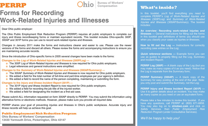 Ohio Forms For Recording Work-Related Injuries And Illnesses
