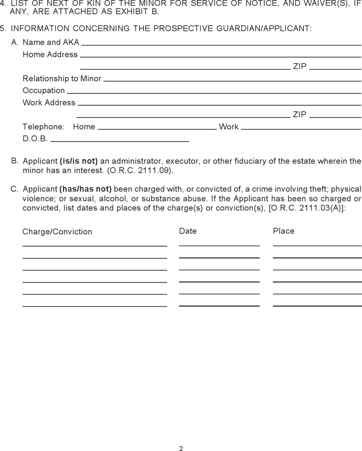 Ohio Guardianship Form 1 Page 2