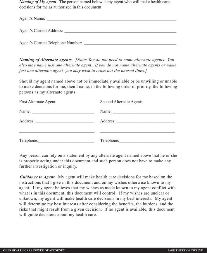 Ohio Health Care Power of Attorney Form 2 Page 4