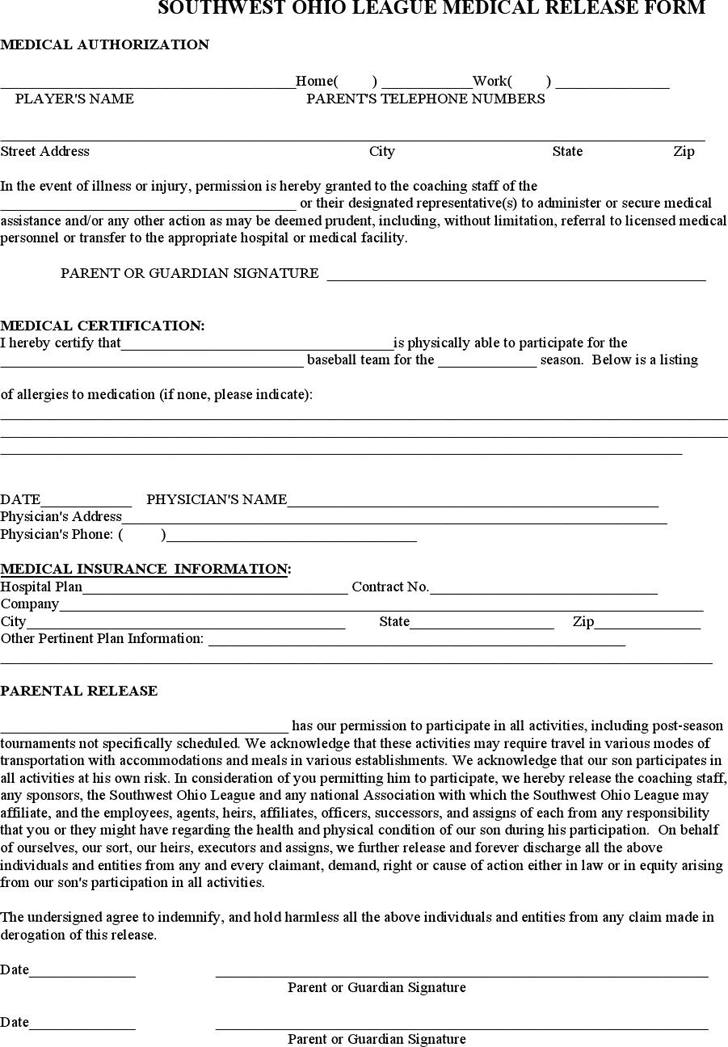 Ohio Medical Release Form 2