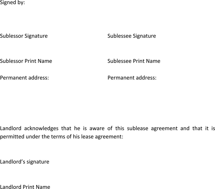 Ohio Sublease Agreement Form Page 2