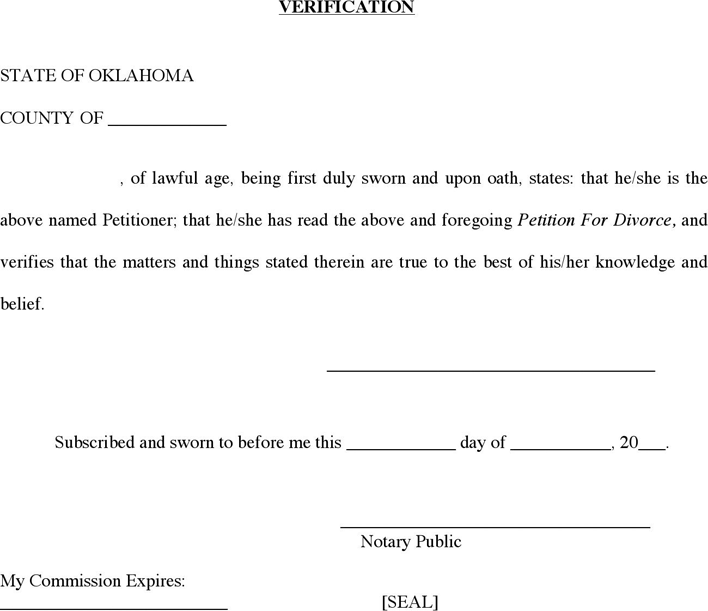 Oklahoma Petition for Divorce Form Page 4