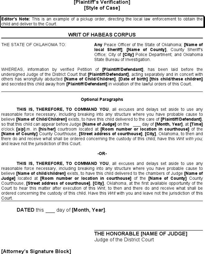 Oklahoma Petition for Writ of Habeas Corpus Page 2