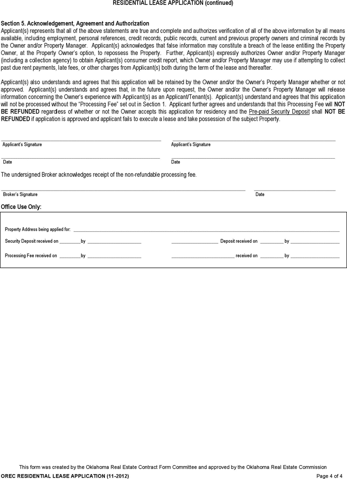 Oklahoma Rental Application Page 4