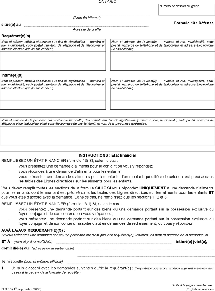 Ontario Answer Form Page 2