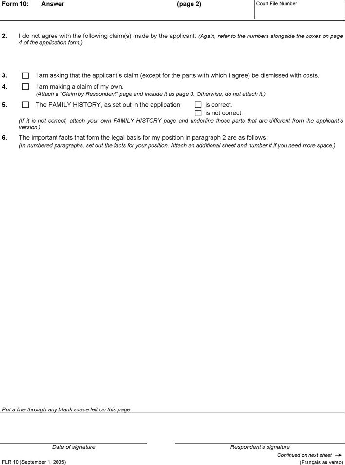 Ontario Answer Form Page 3