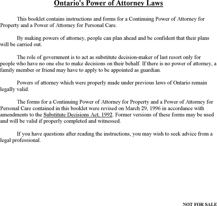 Ontario Continuing Power of Attorney for Property and for Personal Care Form Page 4