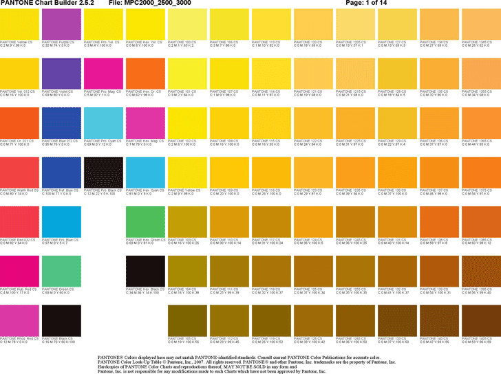Pantone Color Chart 2