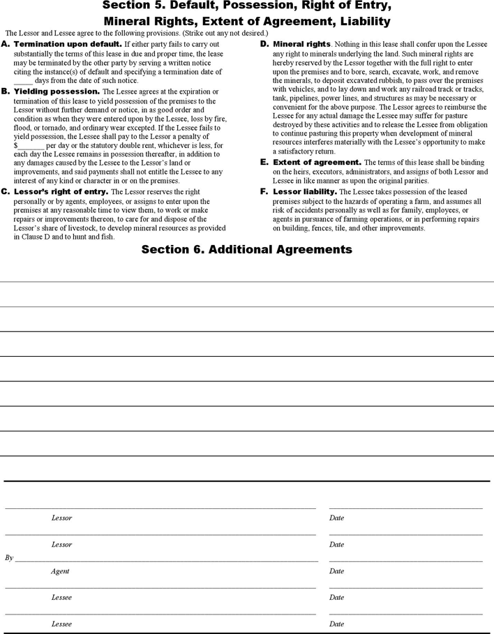 Pasture Lease Form Page 4
