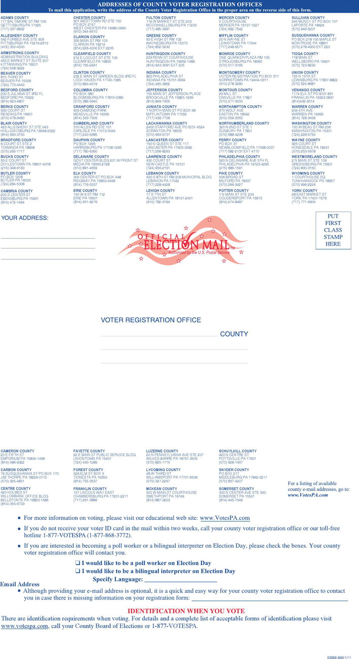 Pennsylvania Voter Registration Page 2