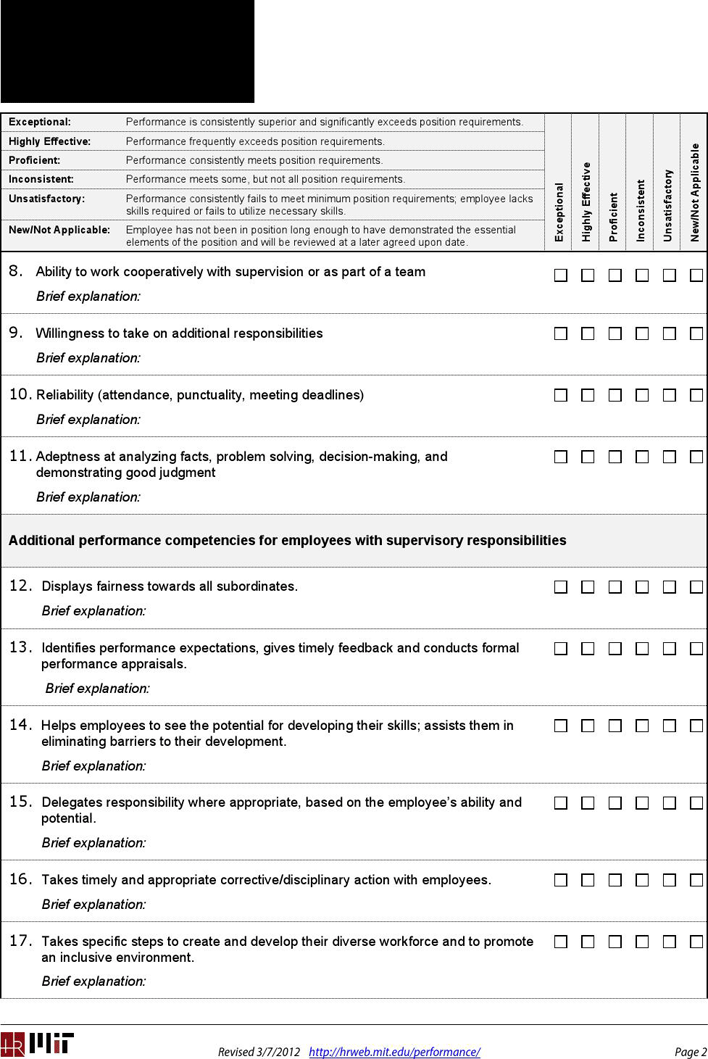 Performance Review Form Page 2