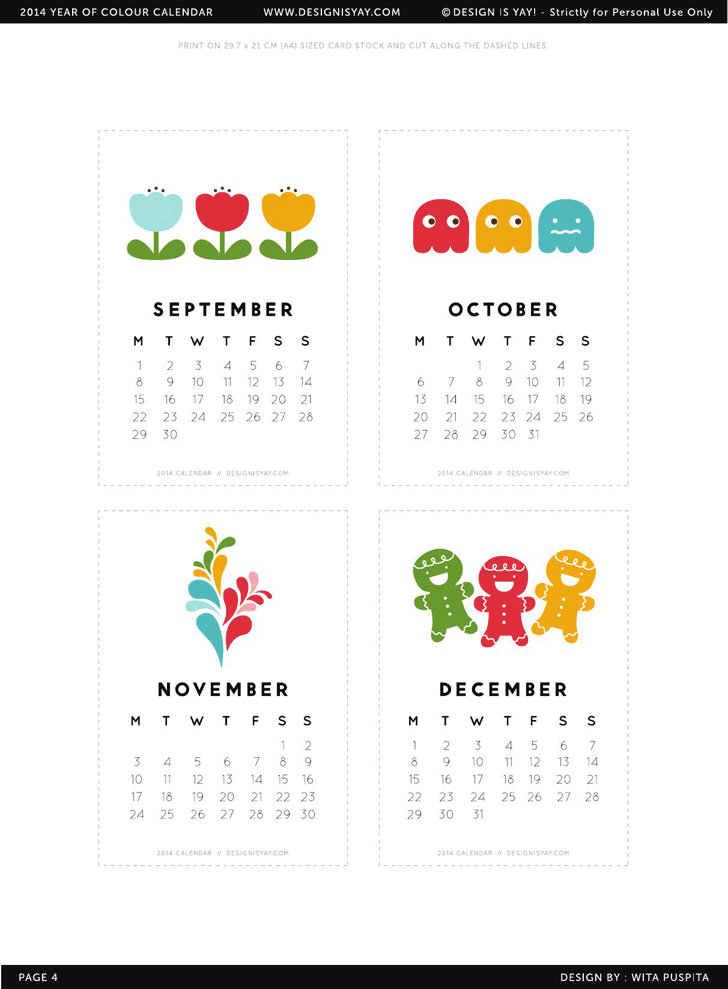 Printable 2014 Calendar Page Four Designisyay