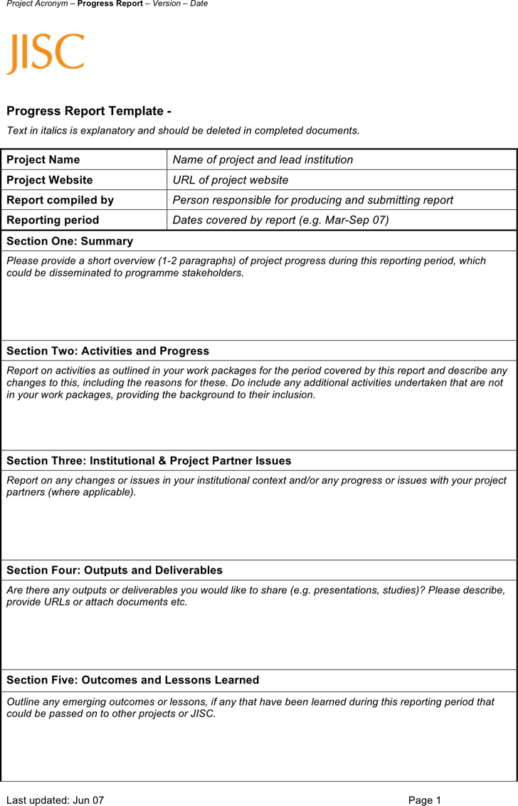 Free Progress Report Template - doc  21KB  21 Page(s) Inside Progress Report Template Doc