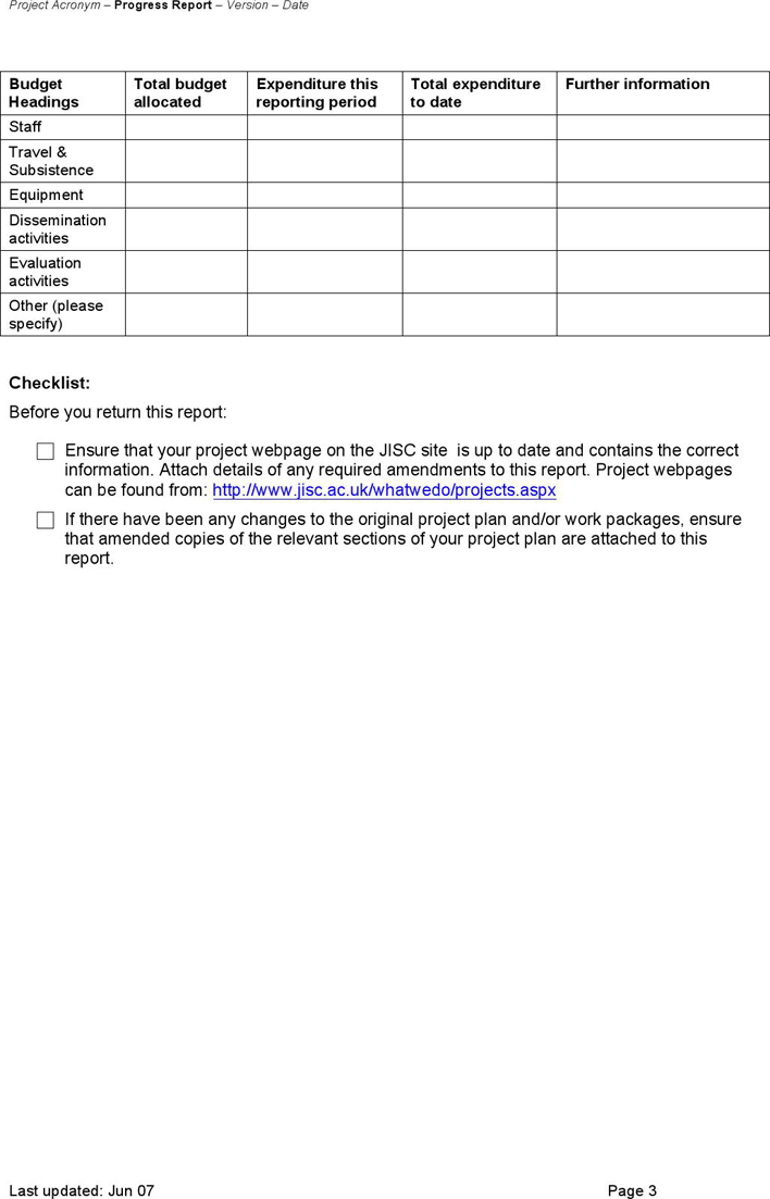 Progress Report Template Page 3