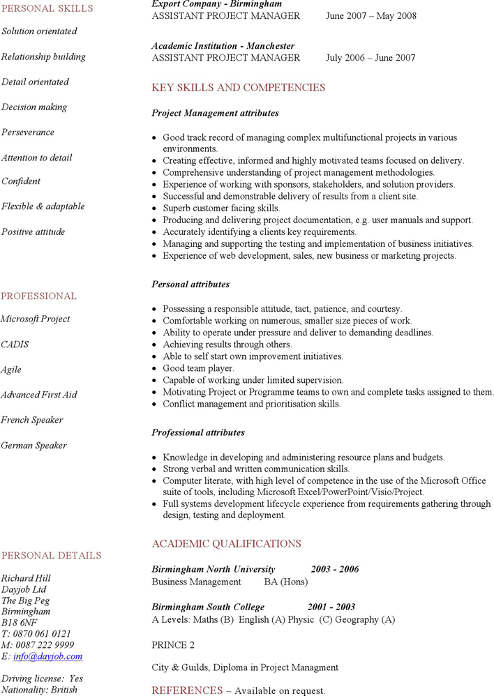 Project Manager CV Example Page 2
