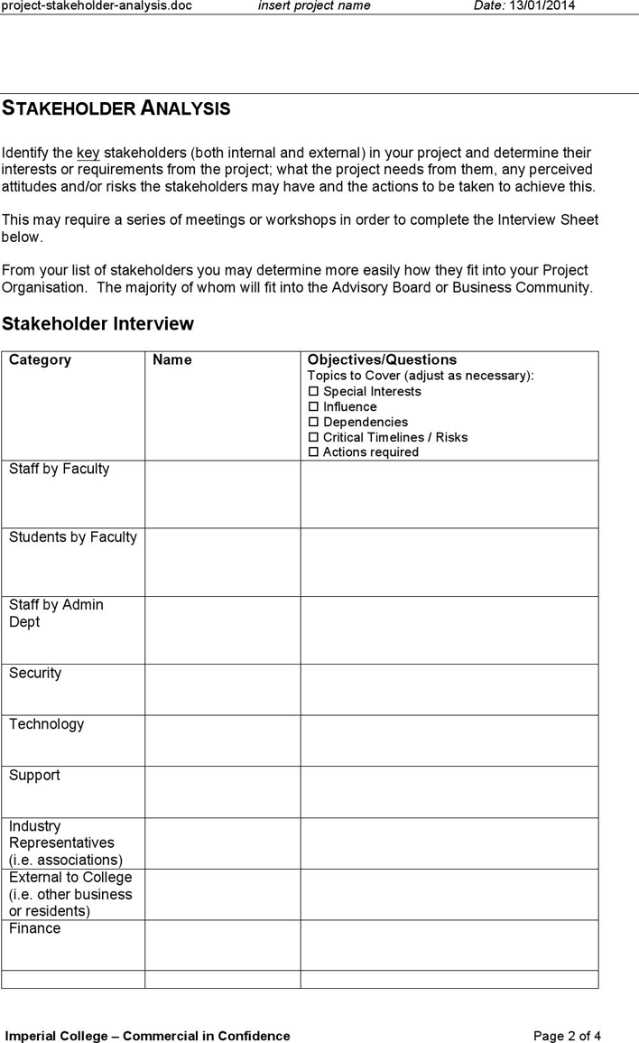 Project Stakeholder Analysis Page 2