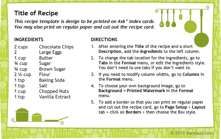 Recipe Card Template (4X6)