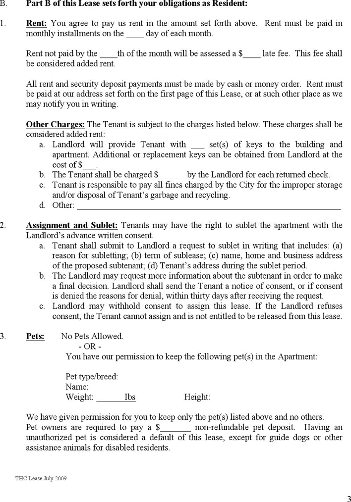 Residential Lease Agreement 1 Page 3