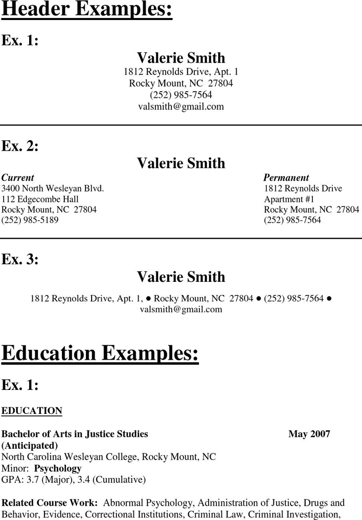 Resume Format with Section Examples Page 2