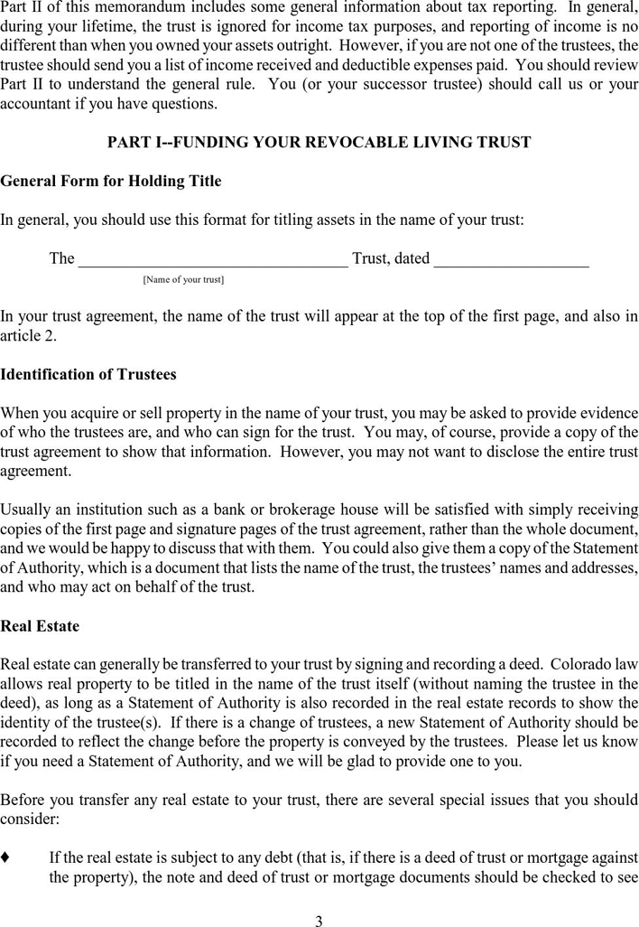 Revocable Living Trust Form Page 3