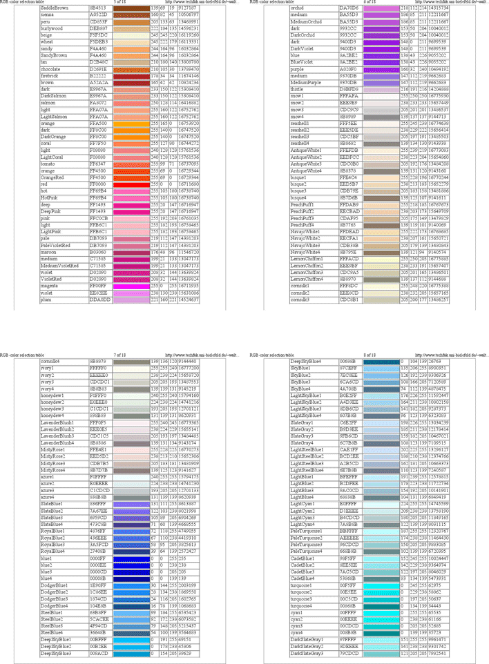 RGB-Color Selection Table Page 2