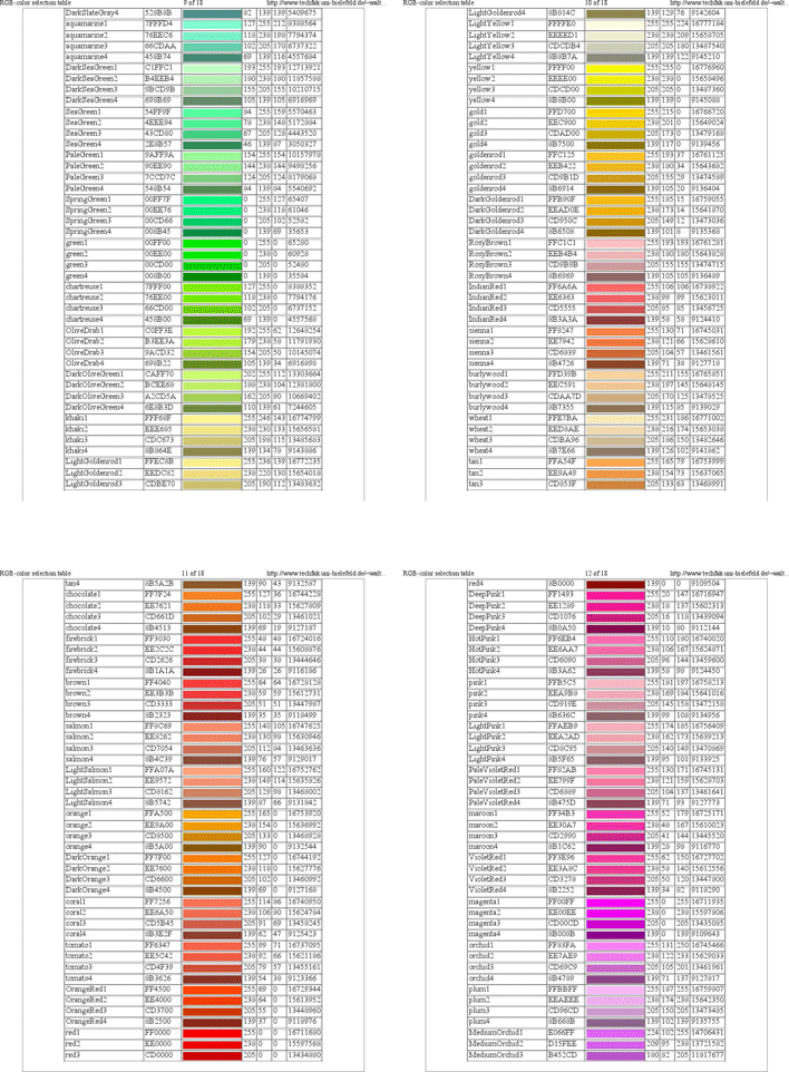 RGB-Color Selection Table Page 3
