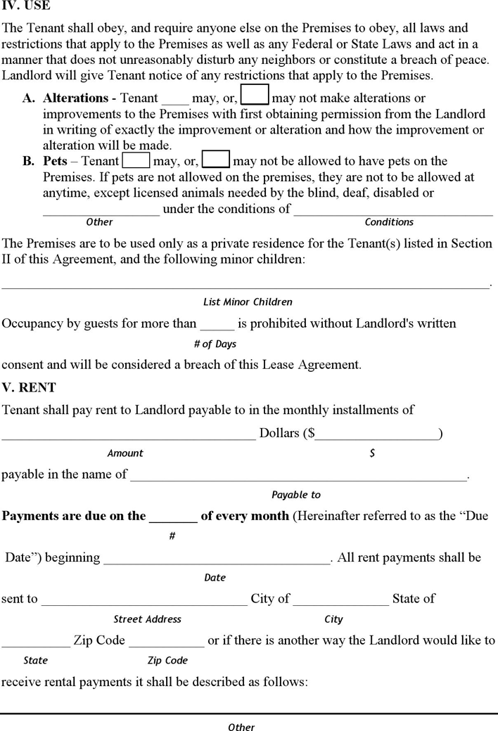 Rhode Island Residential Lease Agreement Form Page 2