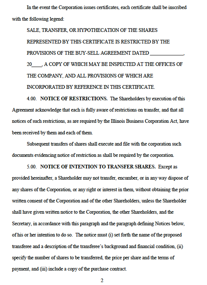 Sample Buy Sell Agreement 3 Page 2