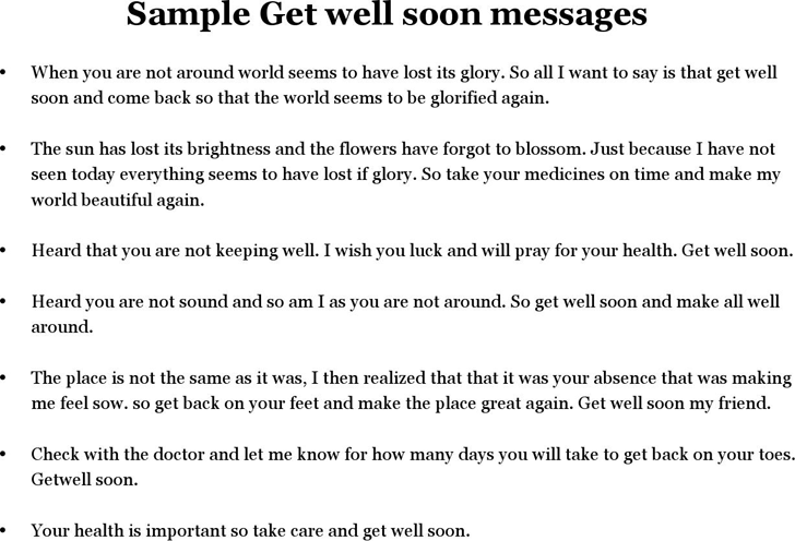 Sample Get Well Soon Messages