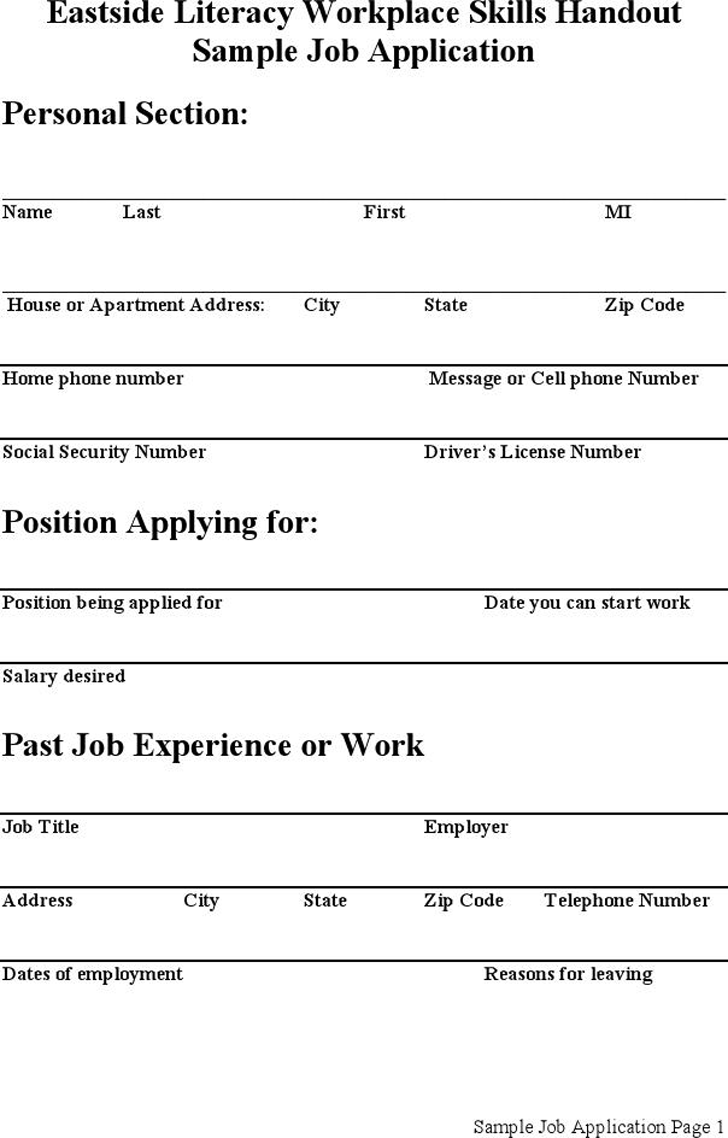 Sample Job Application 2