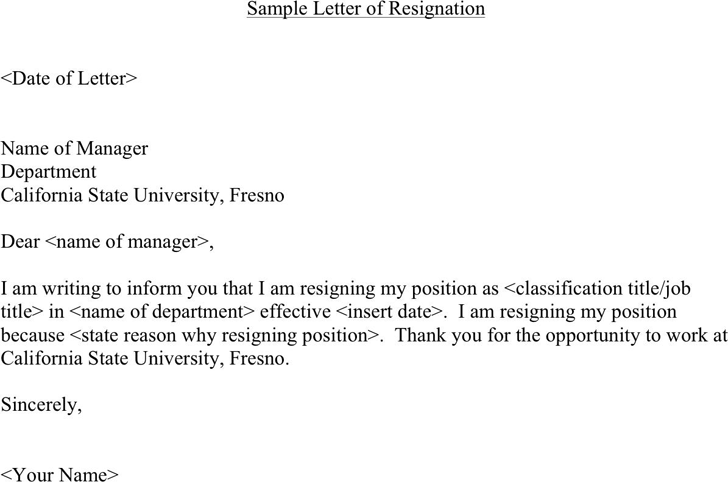 Sample Letter of Resignation 2