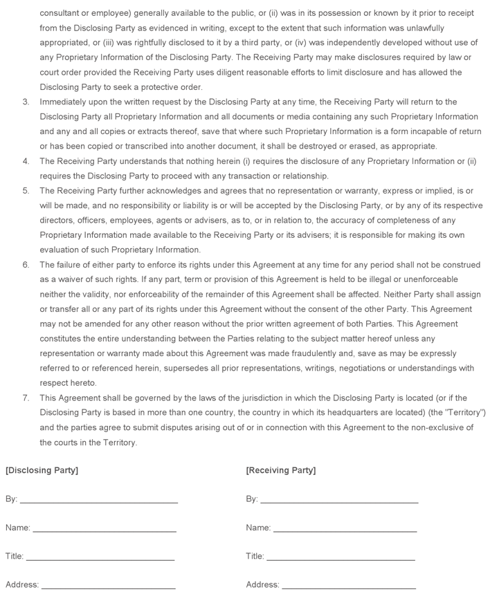 Sample Non-Disclosure Agreement Page 2