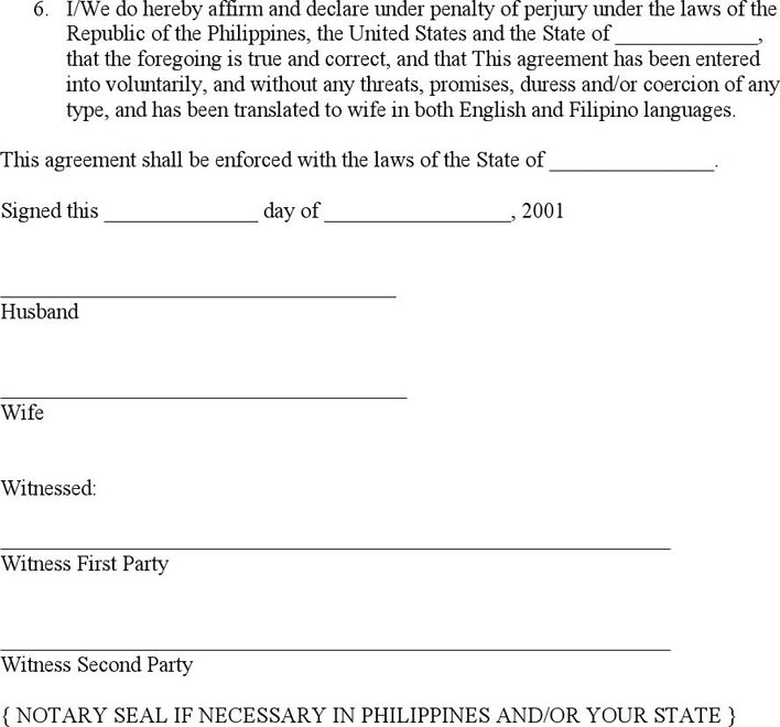 Sample Pre-Marital Agreement Page 2