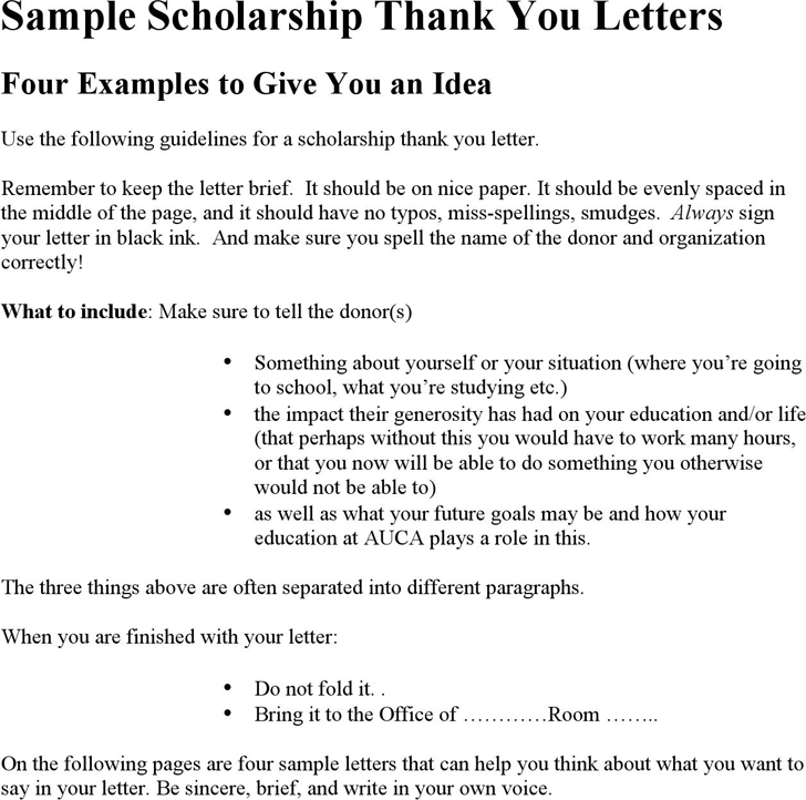 Sample Scholarship Thank You Letters
