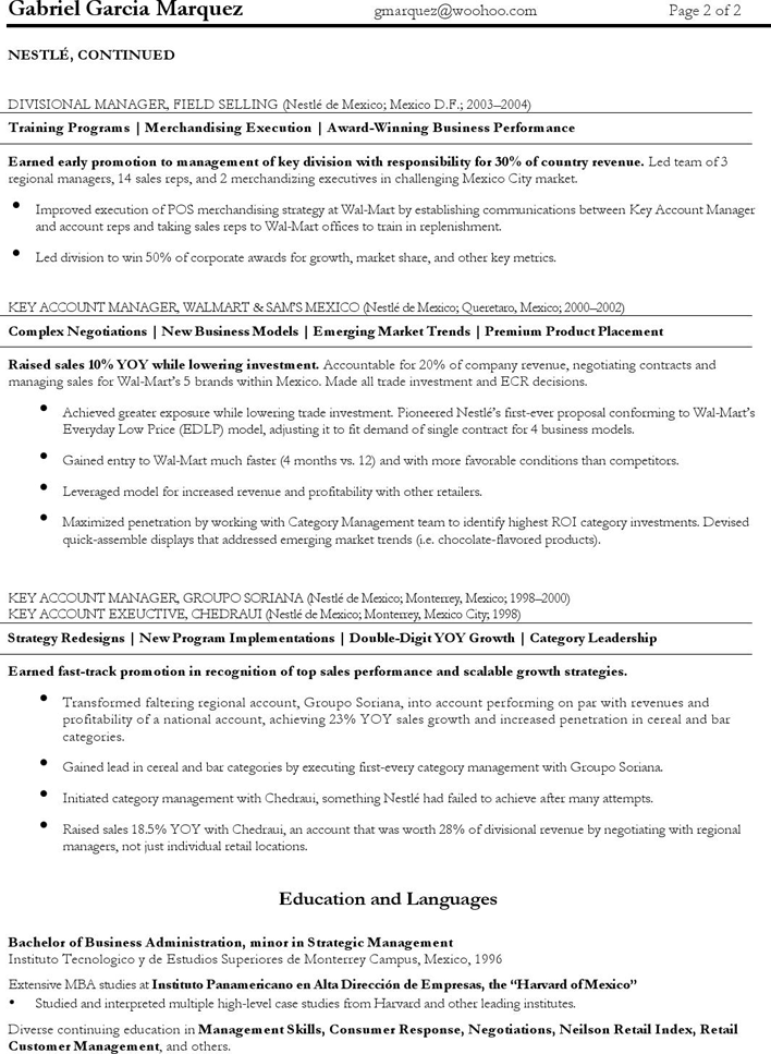 Senior Executive Resume Sample 1 Page 2