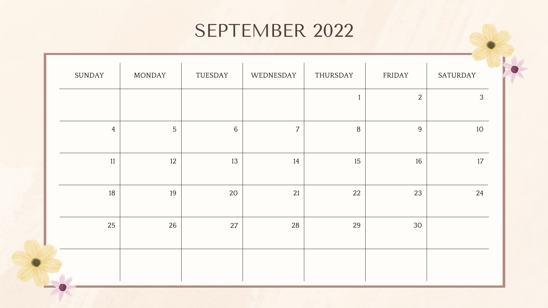 September 2022 Calendar 1
