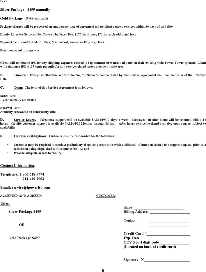 Service Agreement Template 2 Page 2
