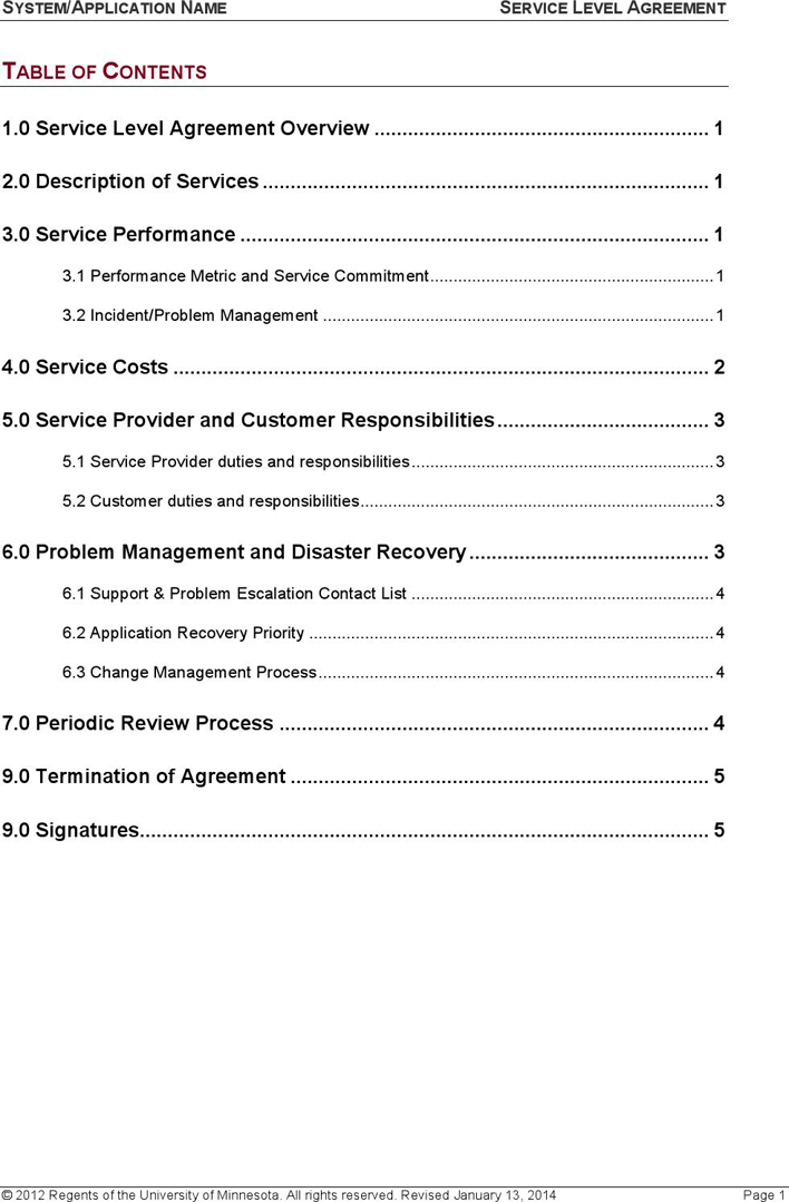 Service Level Agreement Template 4 Page 3