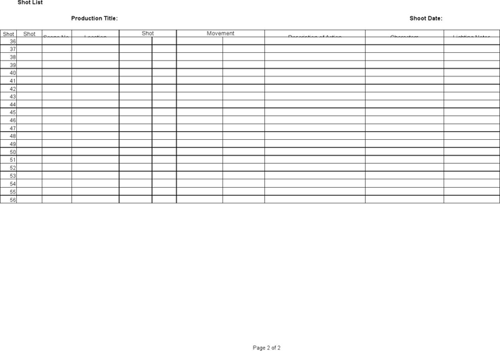 Shot List Template 1 Page 2
