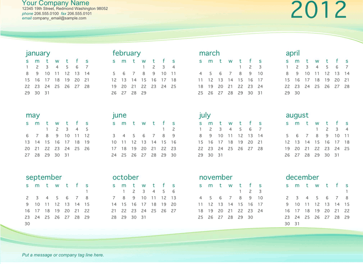 Small Business Calendar Template