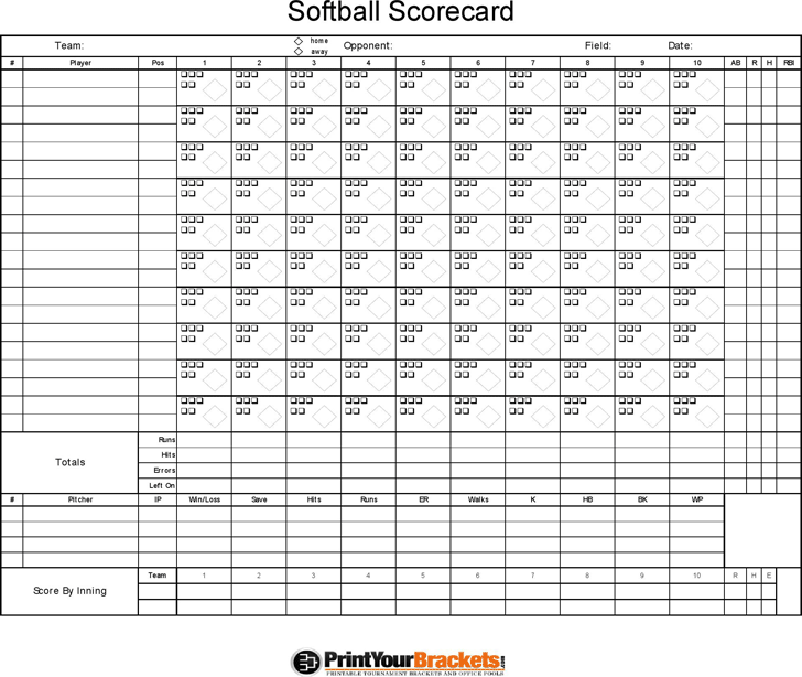 Softball Score Sheet 1